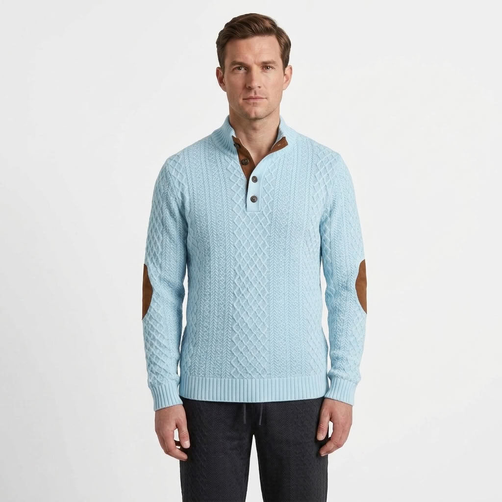 Jacquard Stand Collar Sweatshirt For Men