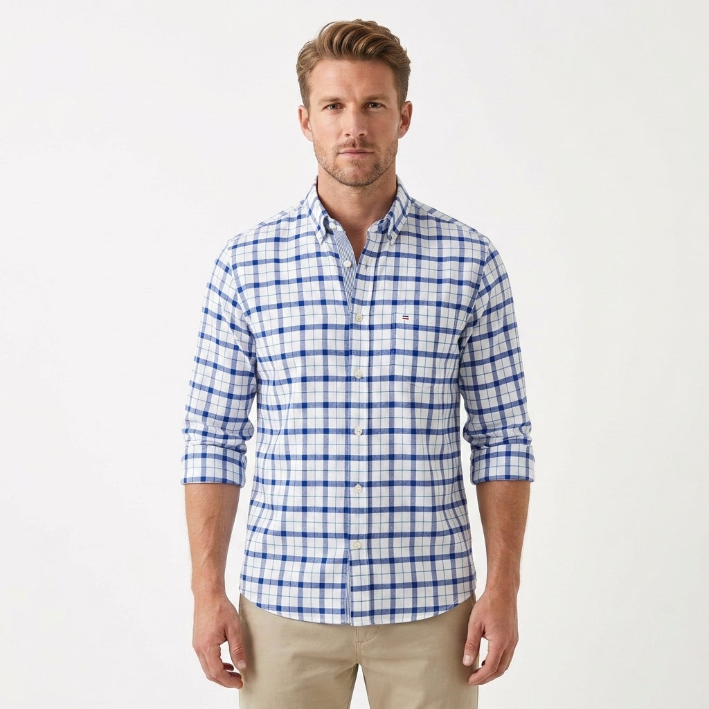 Chic Cotton Button-Up Shirt For Men