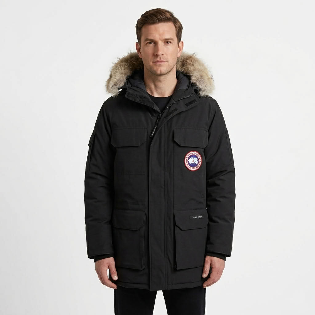 Faux Fur Hooded Puffer Coat For Men
