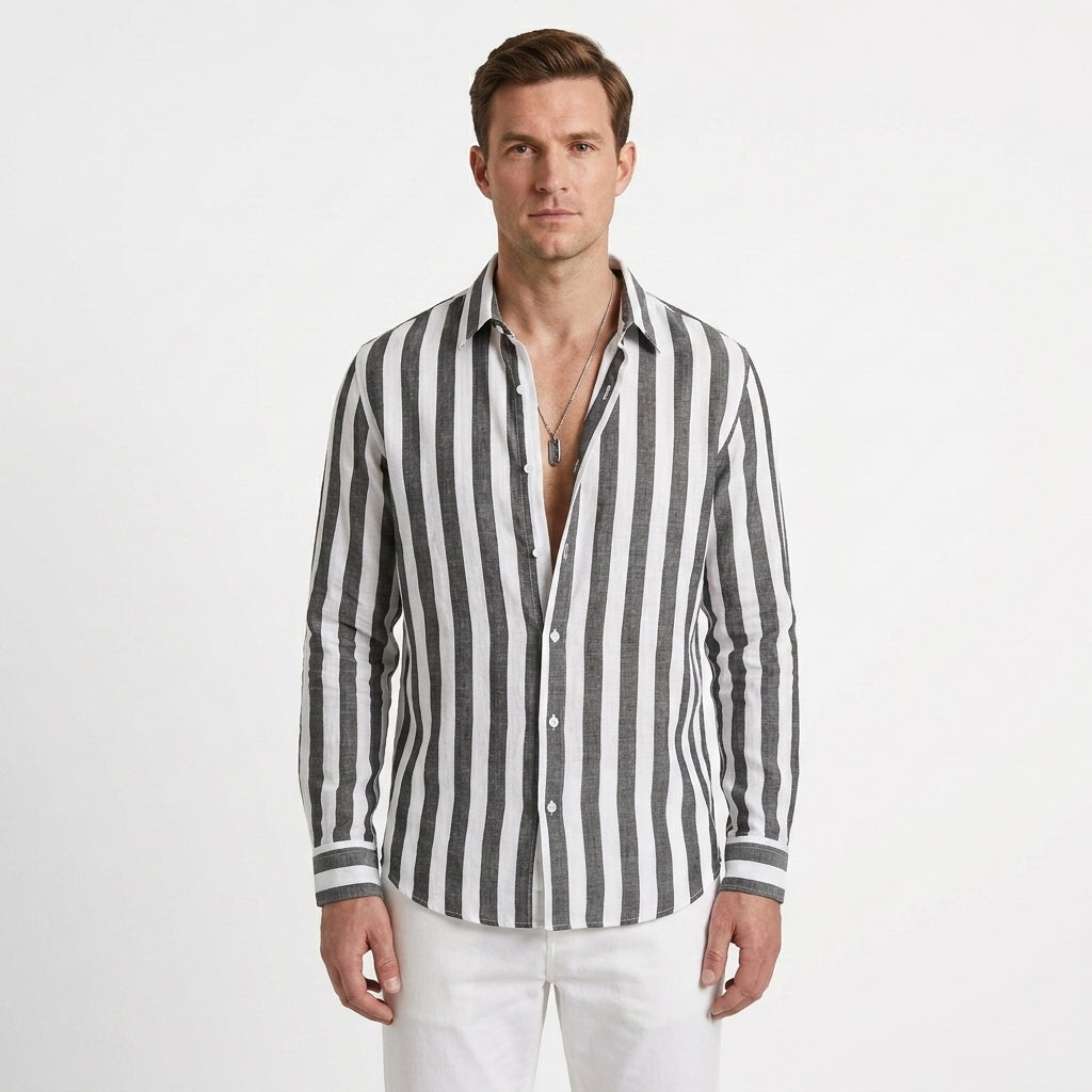Refined Stripe Business Shirt For Men