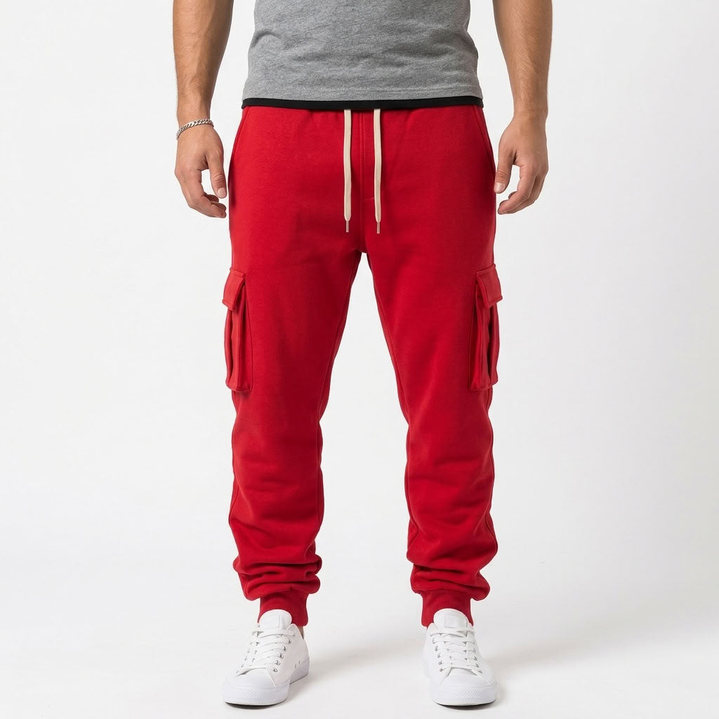 Fleece Lined Drawstring Cargo Pants For Men