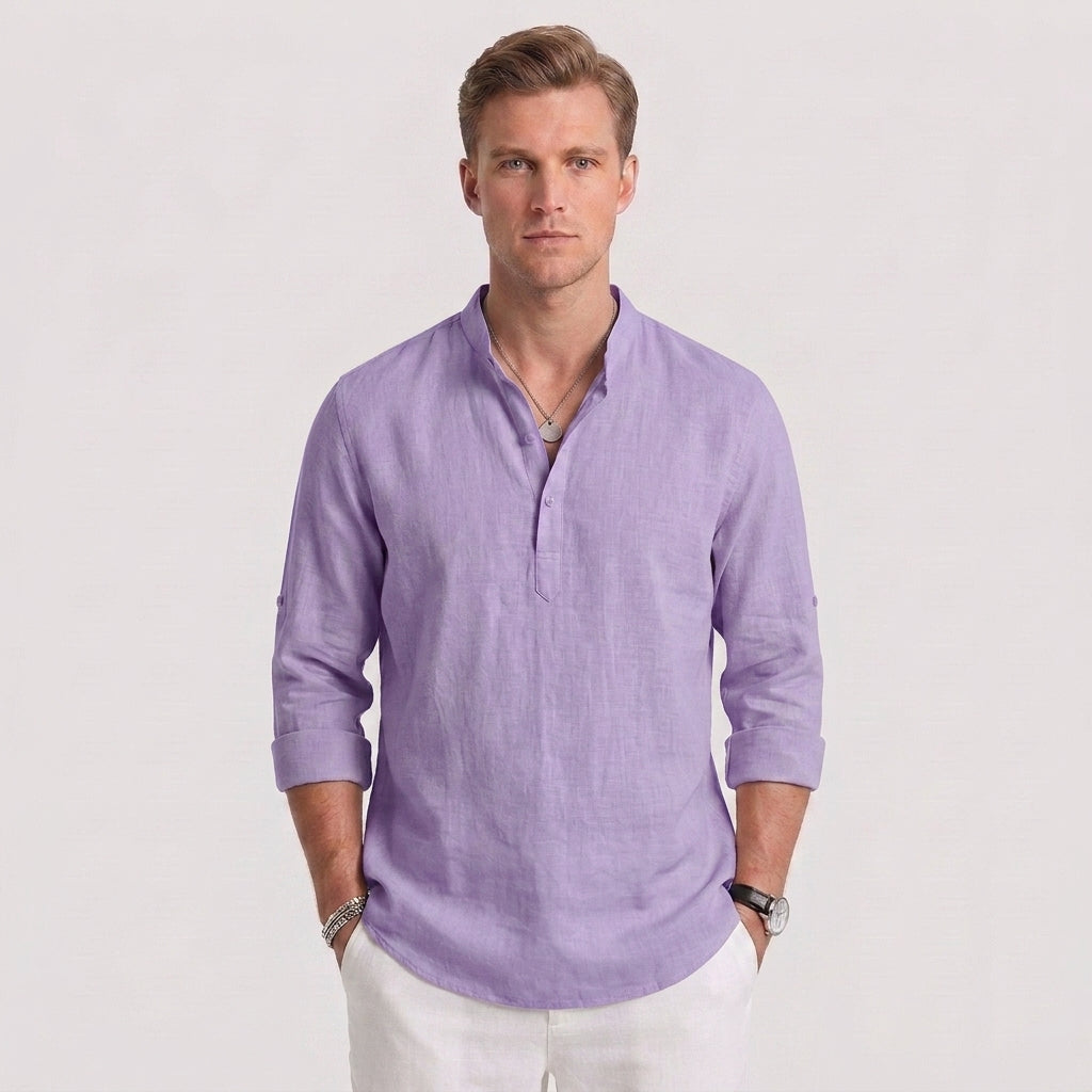 Classic Cotton Button-Up Shirt For Men