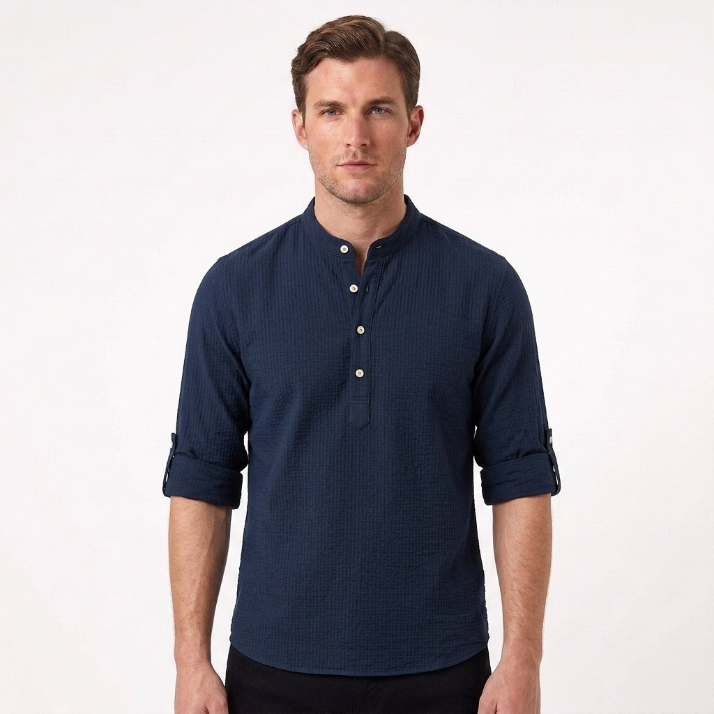 Elegant Cotton Button-Up Shirt For Men