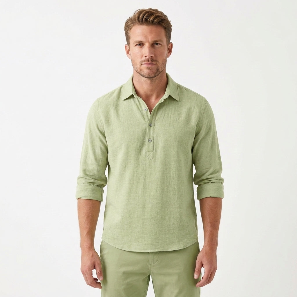Premium Linen Button-Up Shirt For Men