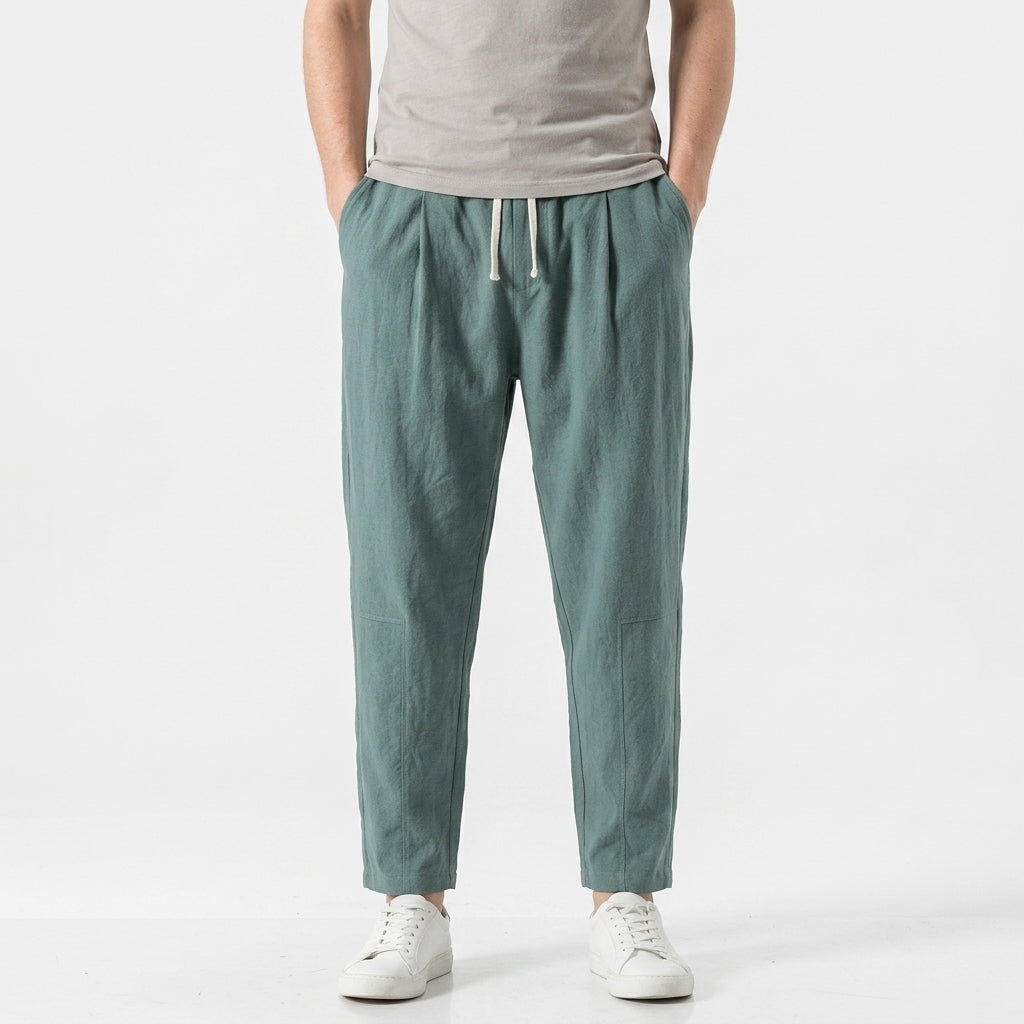 Tailored Cotton Straight Leg Trousers For Men