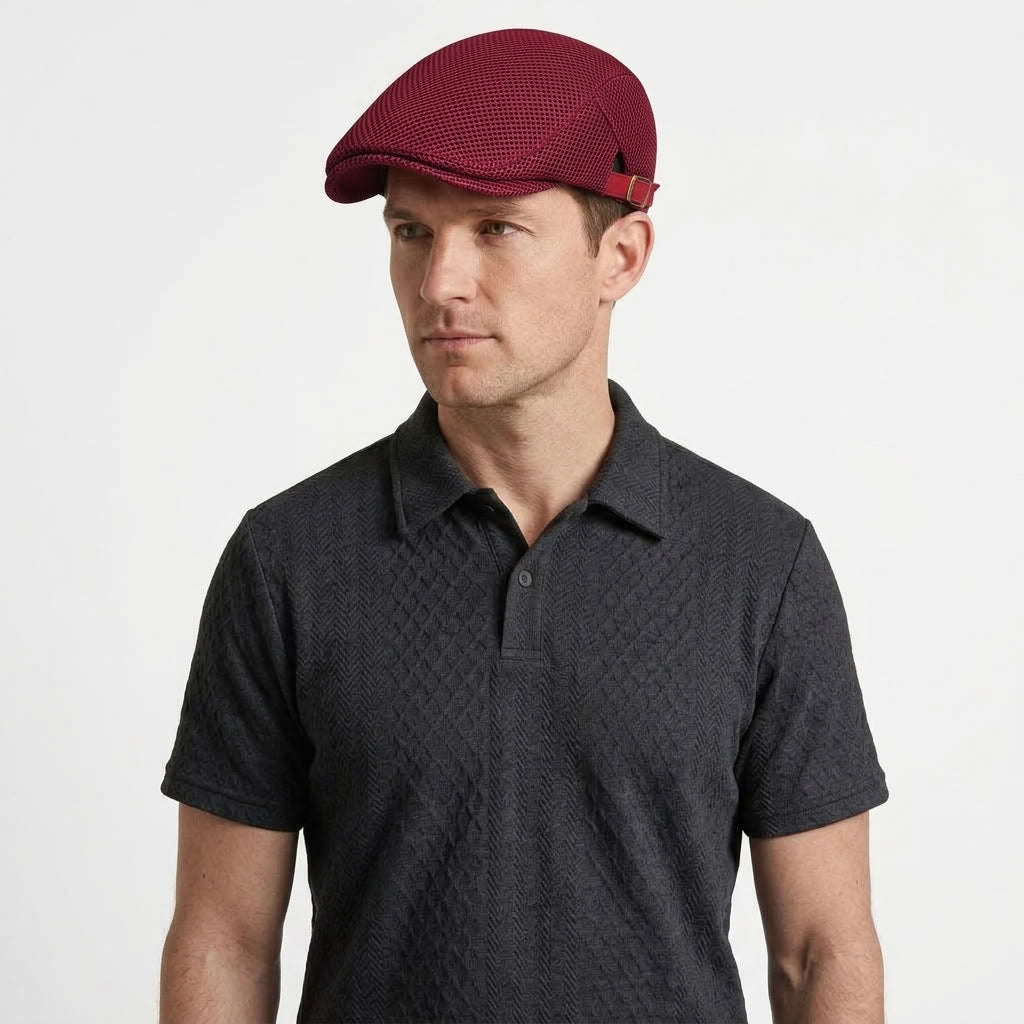 Breathable Mesh Flat Cap For Men