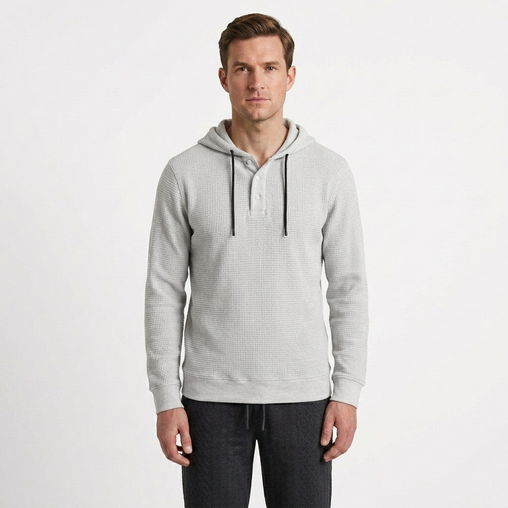 Elevated Waffle Texture Hoodie For Men