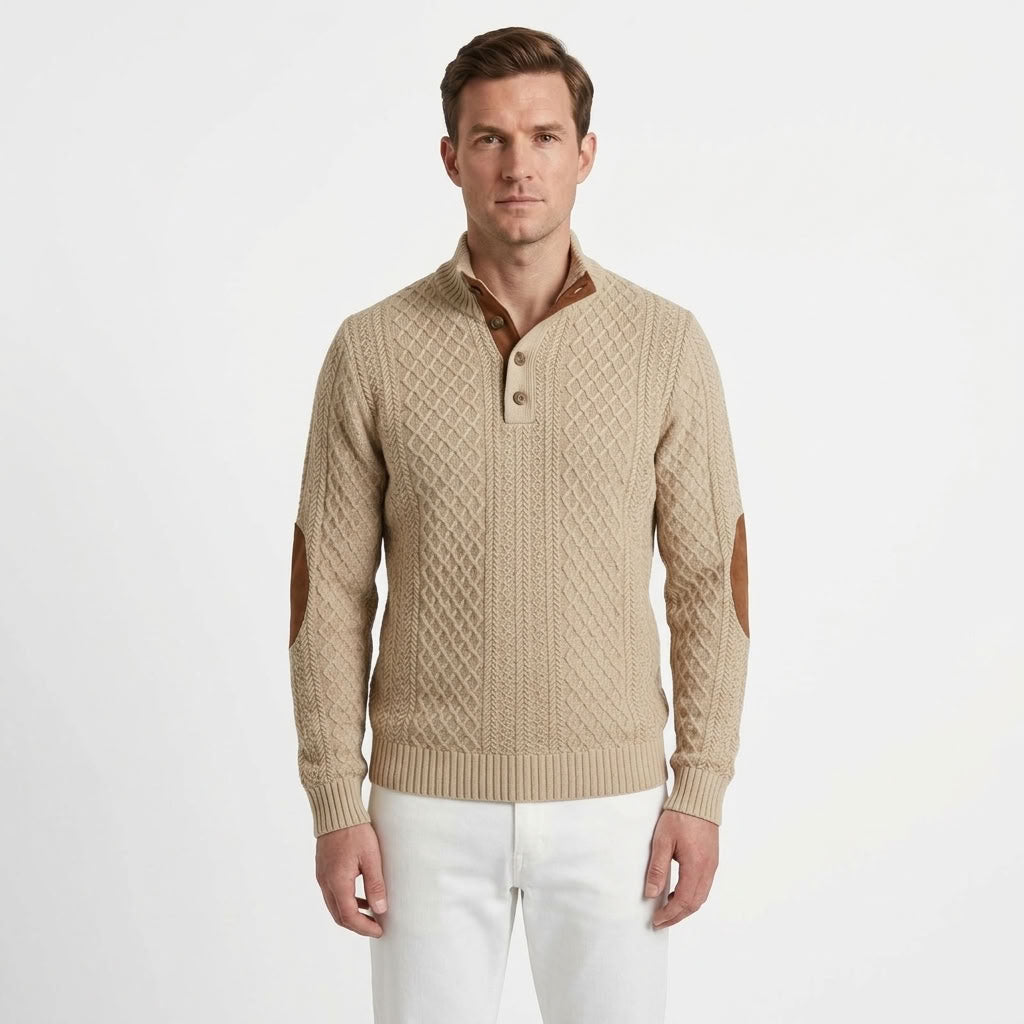 Jacquard Stand Collar Sweatshirt For Men