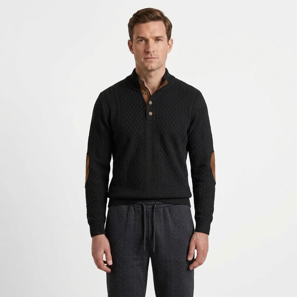 Jacquard Stand Collar Sweatshirt For Men