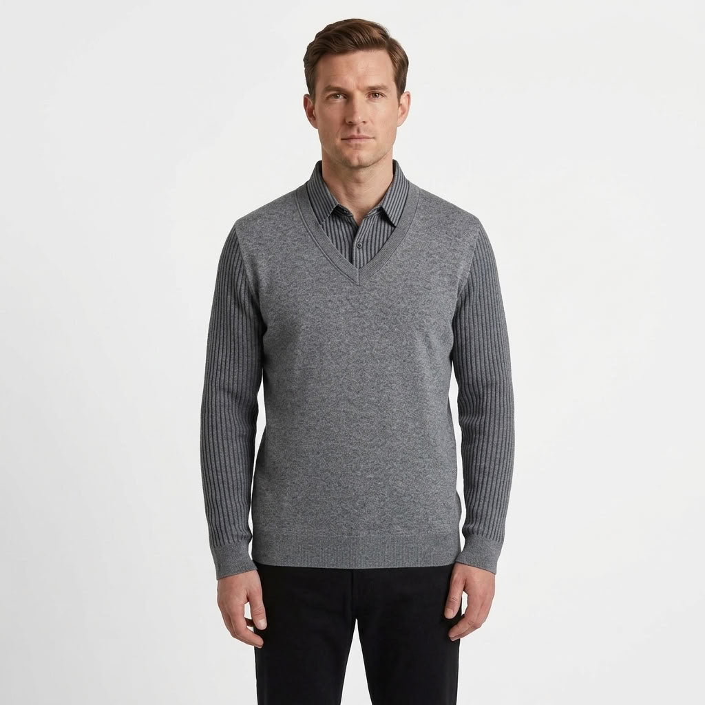 Fleece-Lined Layered Sweater For Men