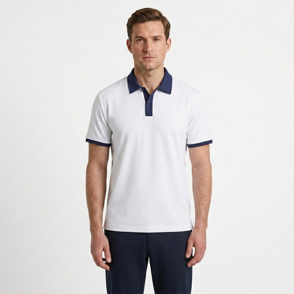 Contrast Trim Relaxed Polo Shirt For Men