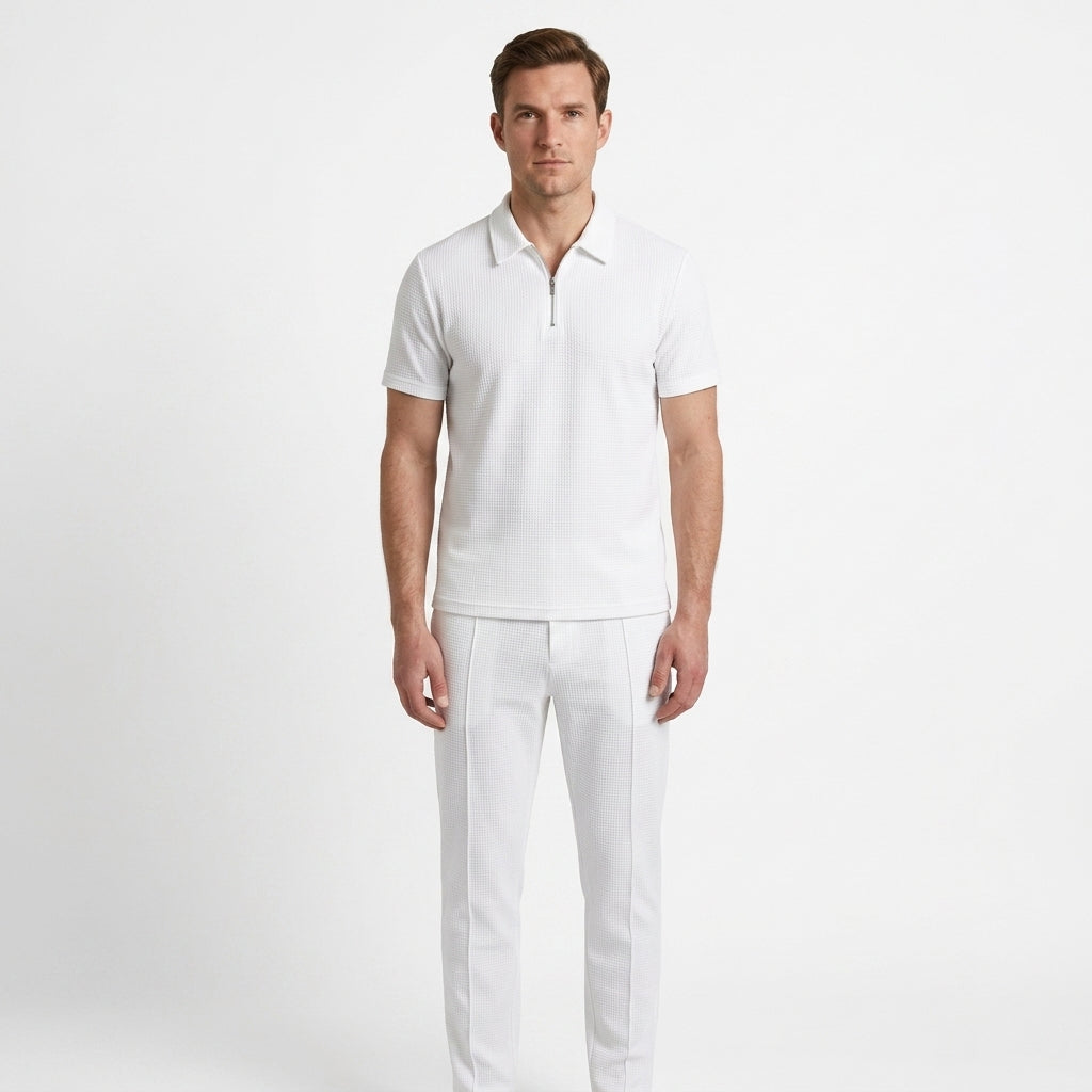 Zip Polo Two Piece Set For Men