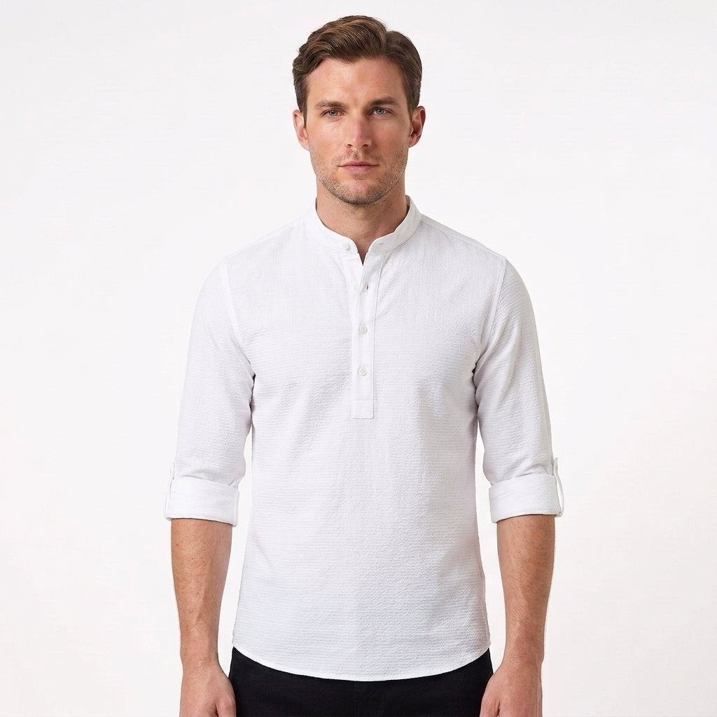 Elegant Cotton Button-Up Shirt For Men