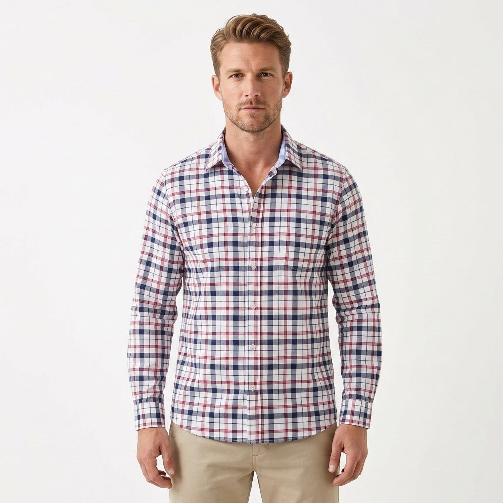 Chic Cotton Button-Up Shirt For Men