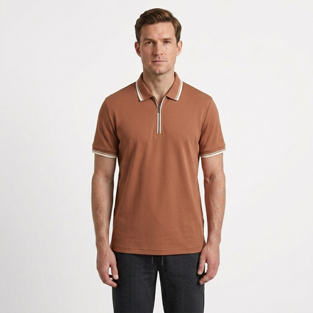 Cable Knit Half Zip Polo For Men