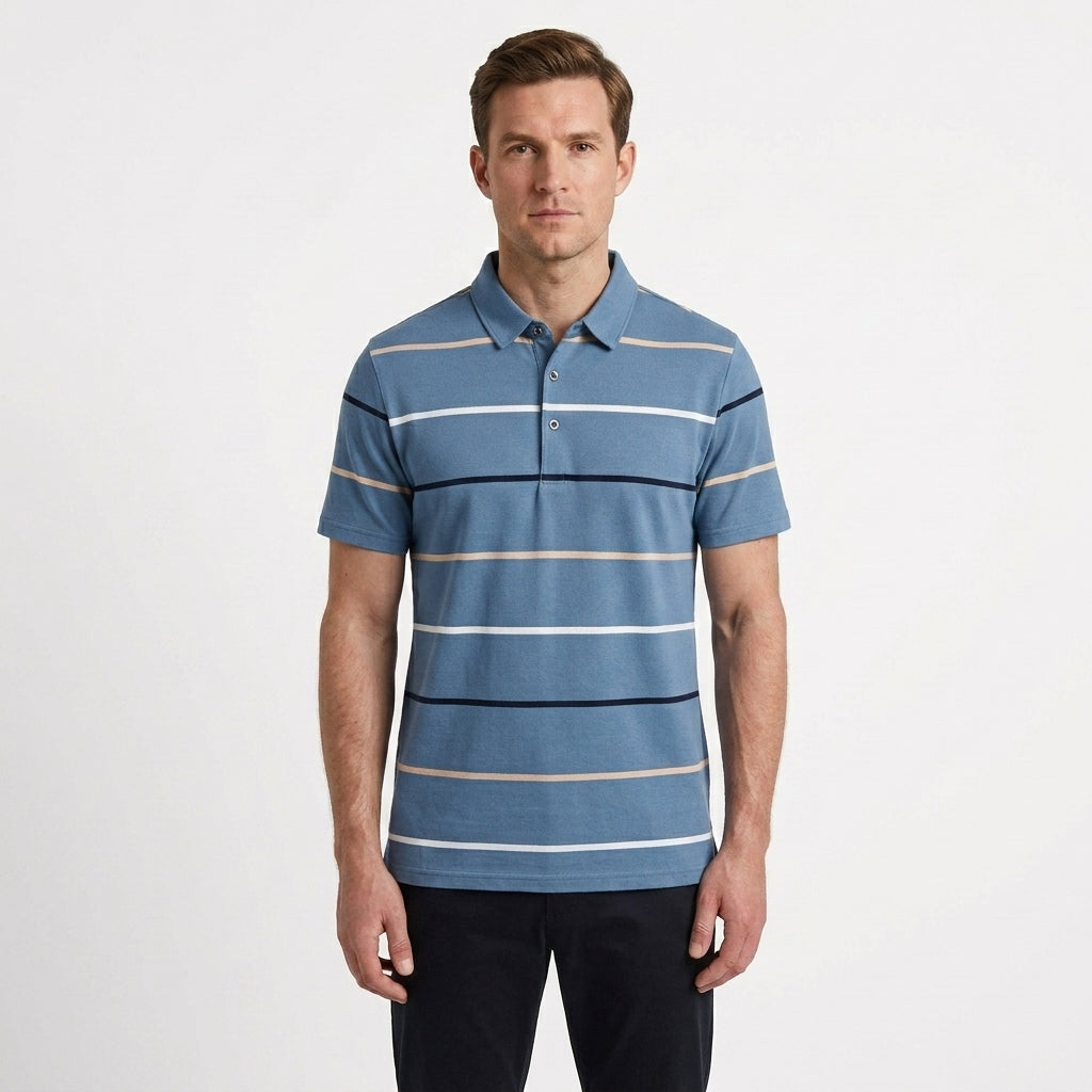 Refined Striped Polo Shirt For Men