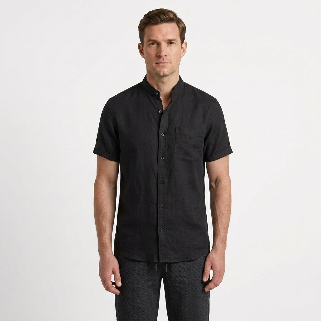 Minimalist Mandarin Collar Summer Shirt For Men