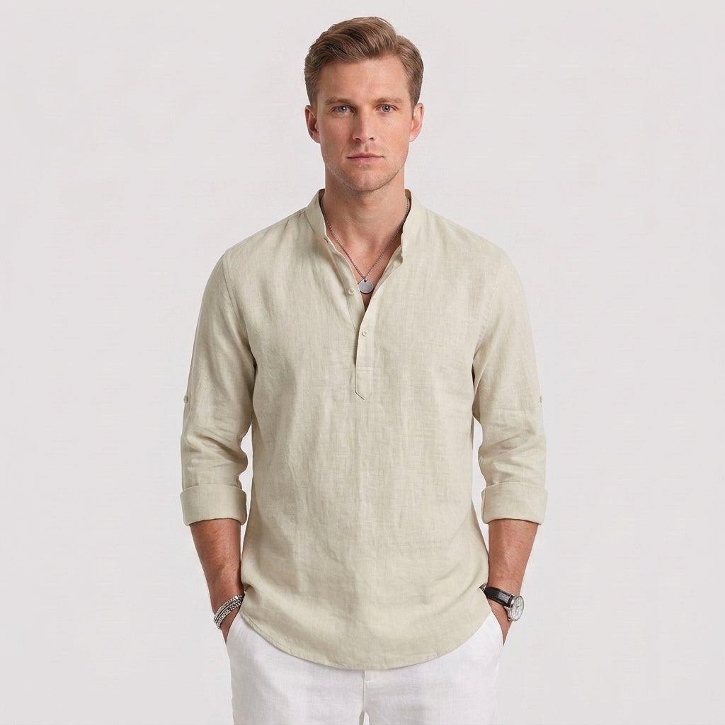 Classic Cotton Button-Up Shirt For Men