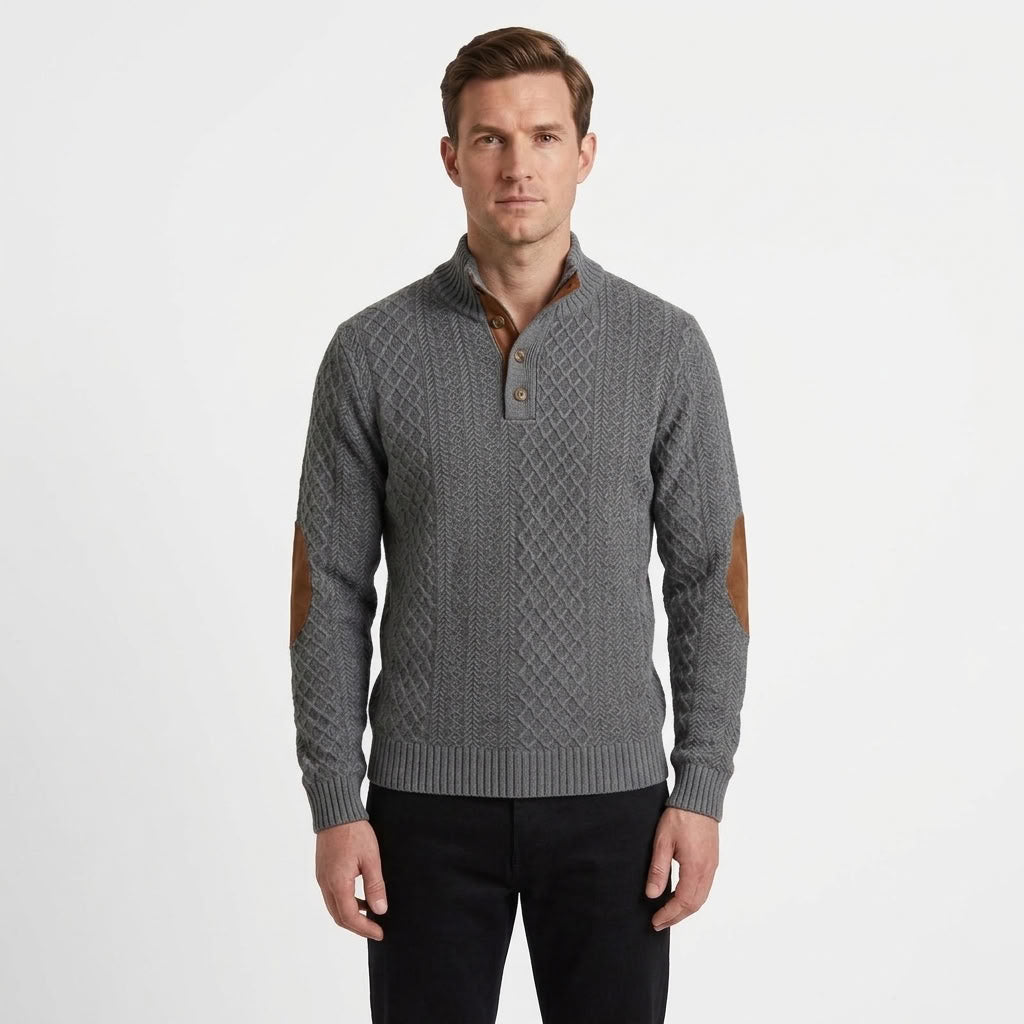 Jacquard Stand Collar Sweatshirt For Men