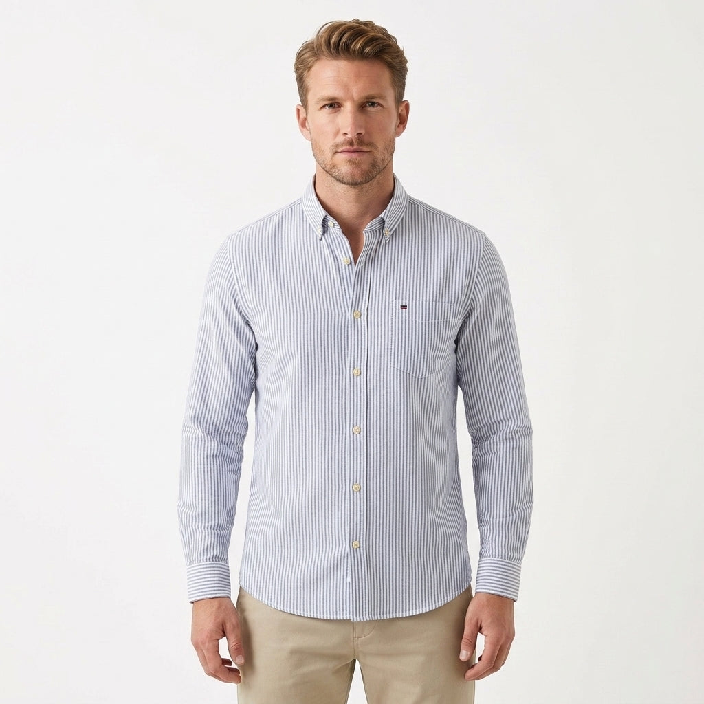 Chic Cotton Button-Up Shirt For Men