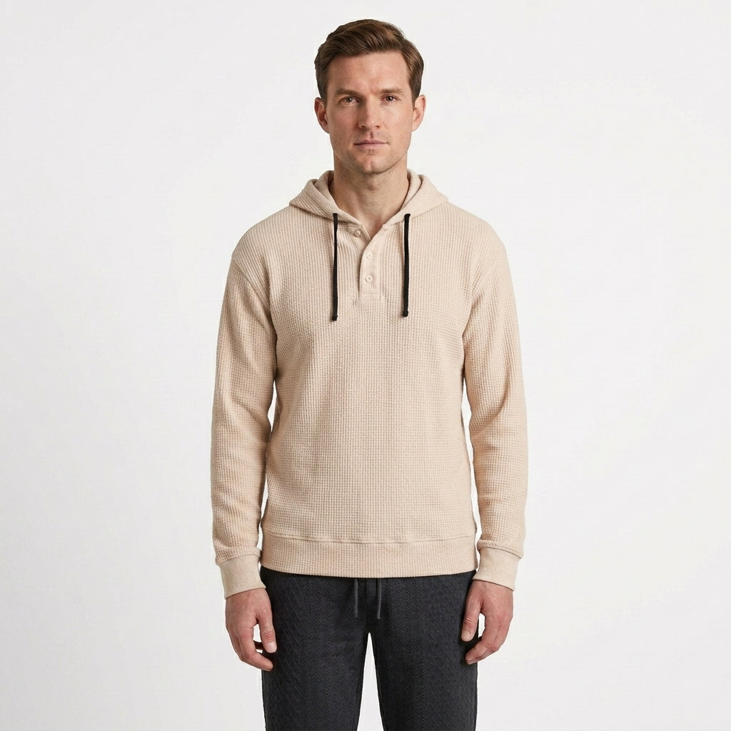Elevated Waffle Texture Hoodie For Men