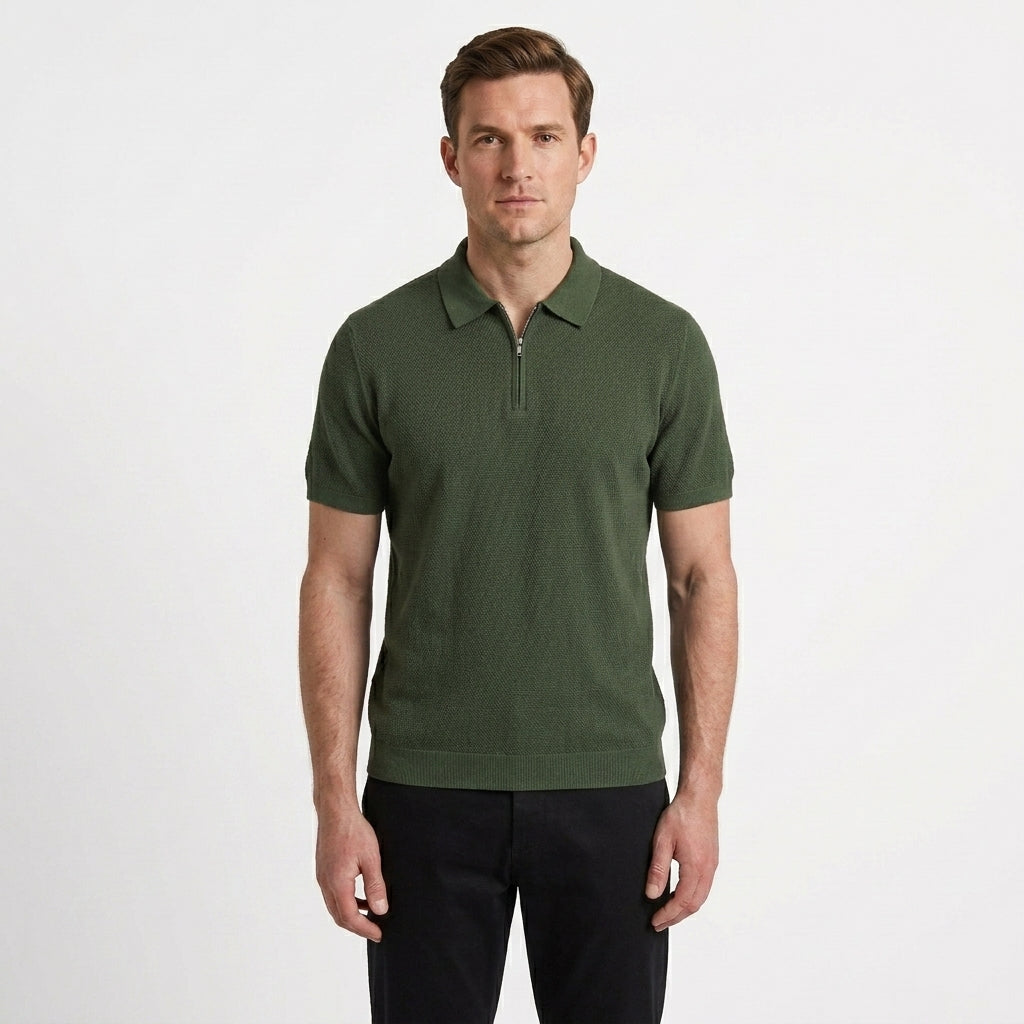 Ventilated Half Zip Polo Shirt For Men
