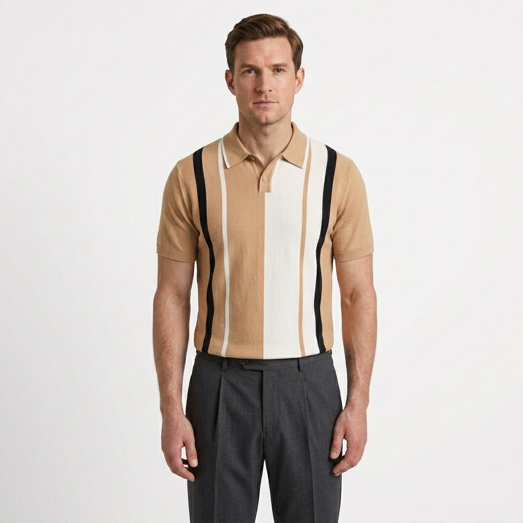 Relaxed Knit Patch Polo Shirt For Men