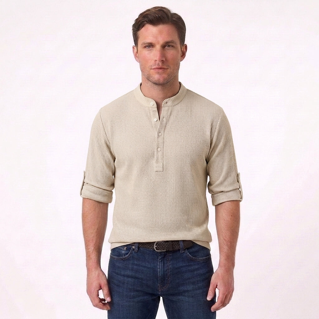 Long Sleeve Henley Shirt For Men