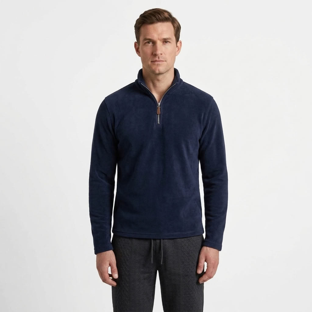 Half-Zip Stand Collar Fleece Top For Men