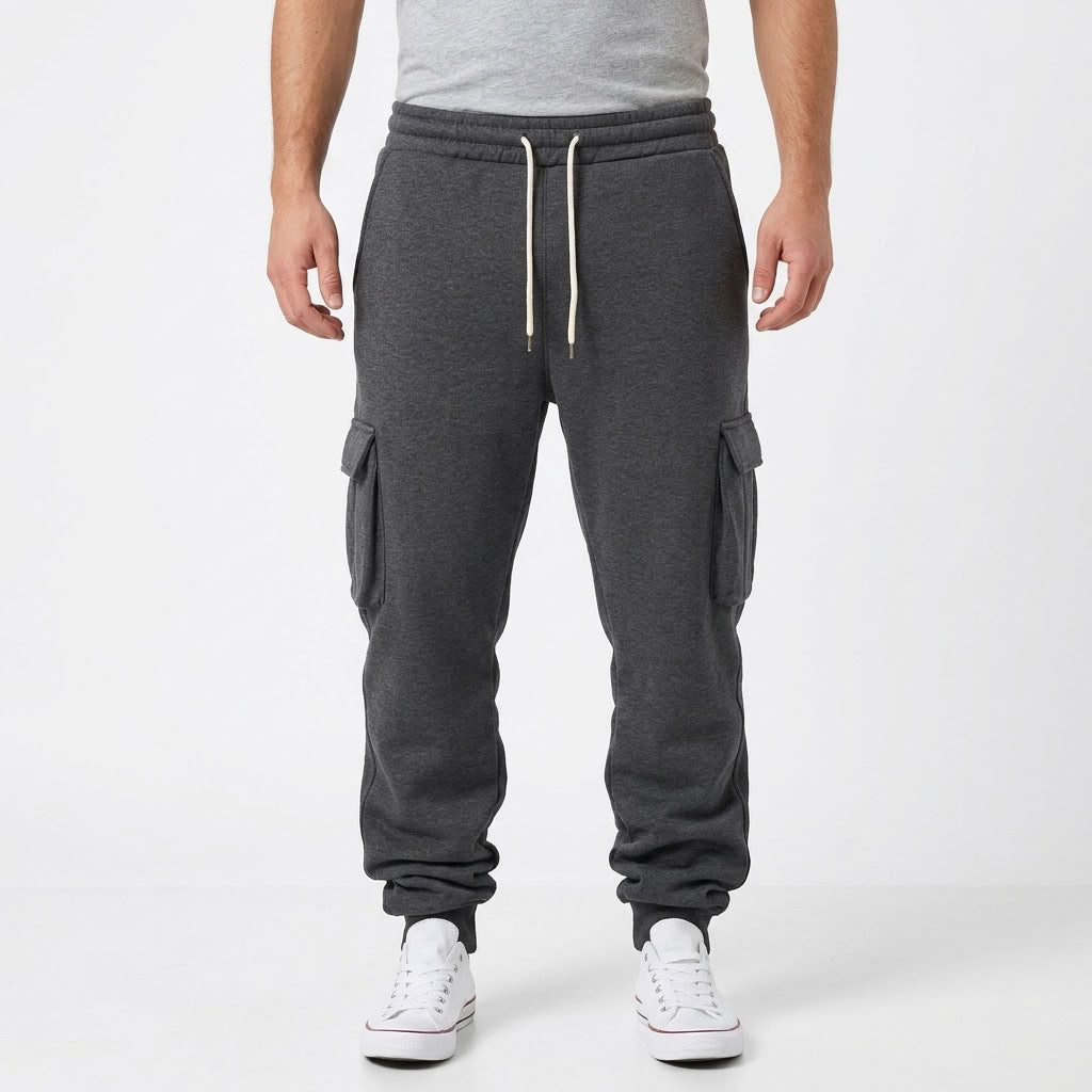 Fleece Lined Drawstring Cargo Pants For Men