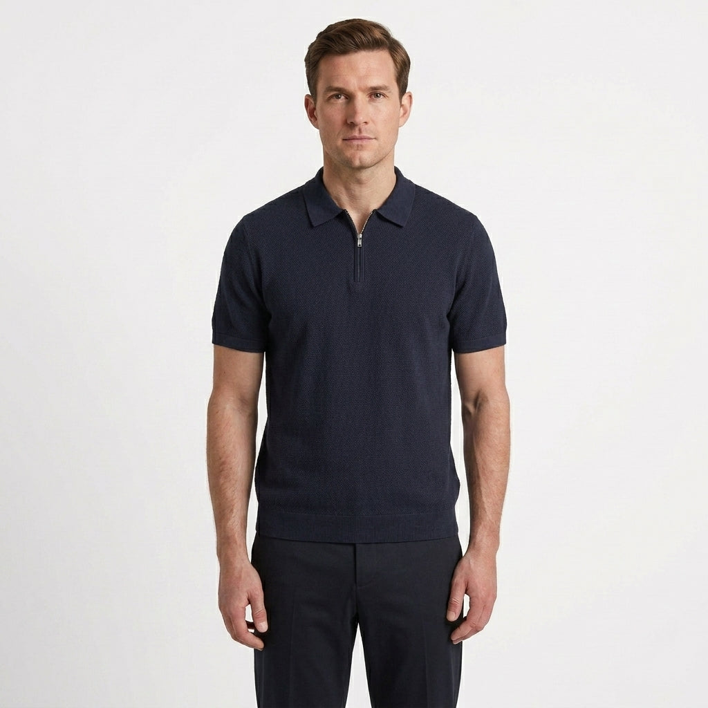 Ventilated Half Zip Polo Shirt For Men