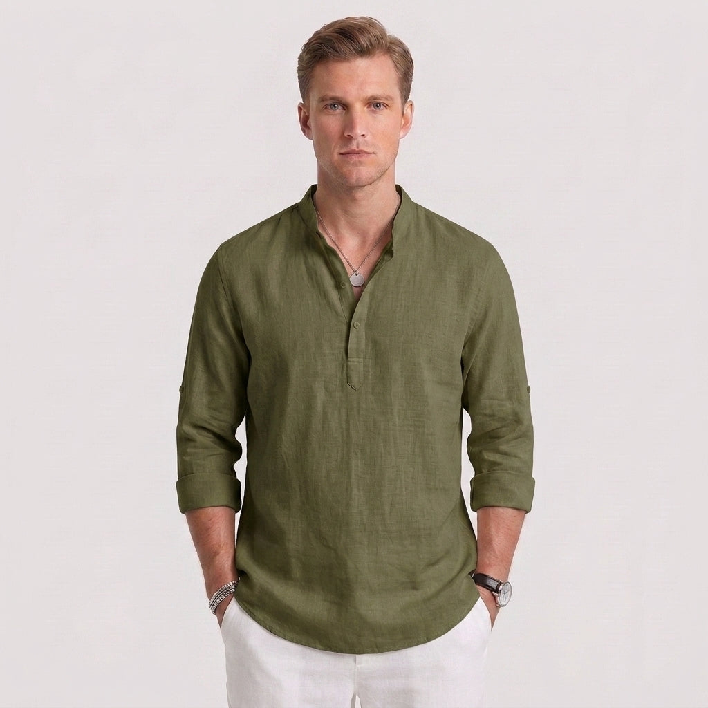 Classic Cotton Button-Up Shirt For Men