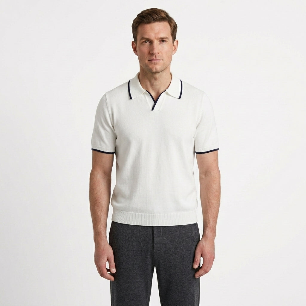 Contrast Trim Refined Polo Shirt For Men
