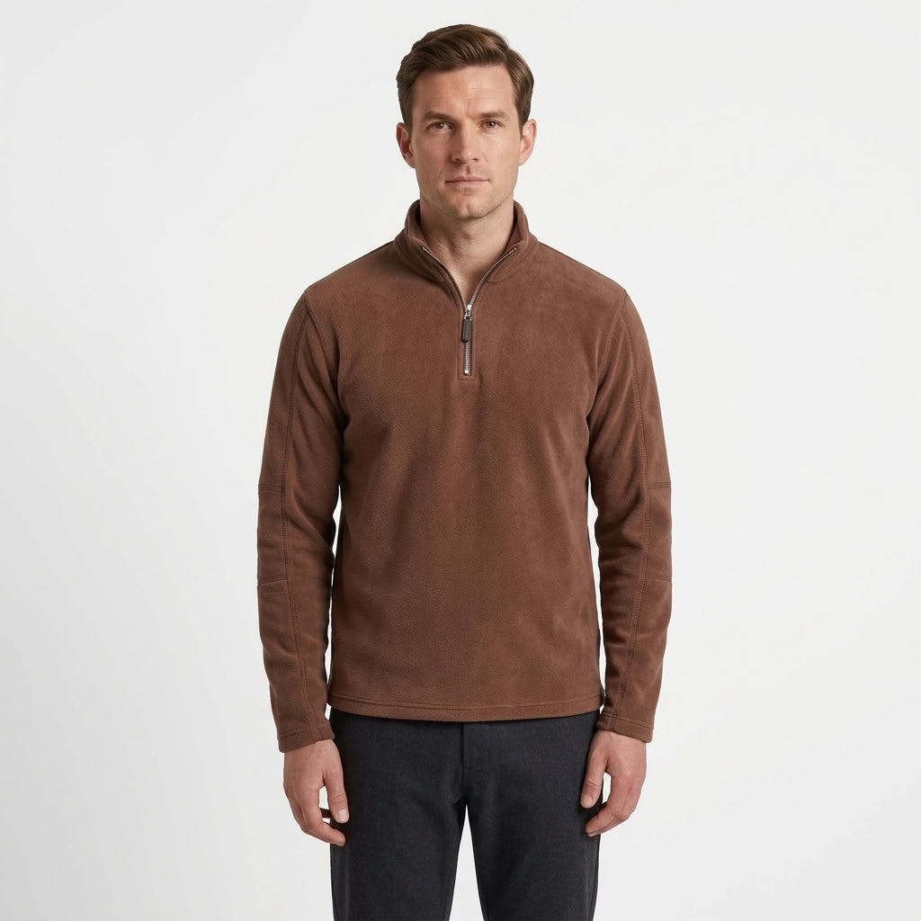Half-Zip Stand Collar Fleece Top For Men