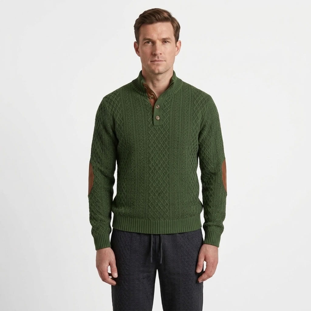 Jacquard Stand Collar Sweatshirt For Men