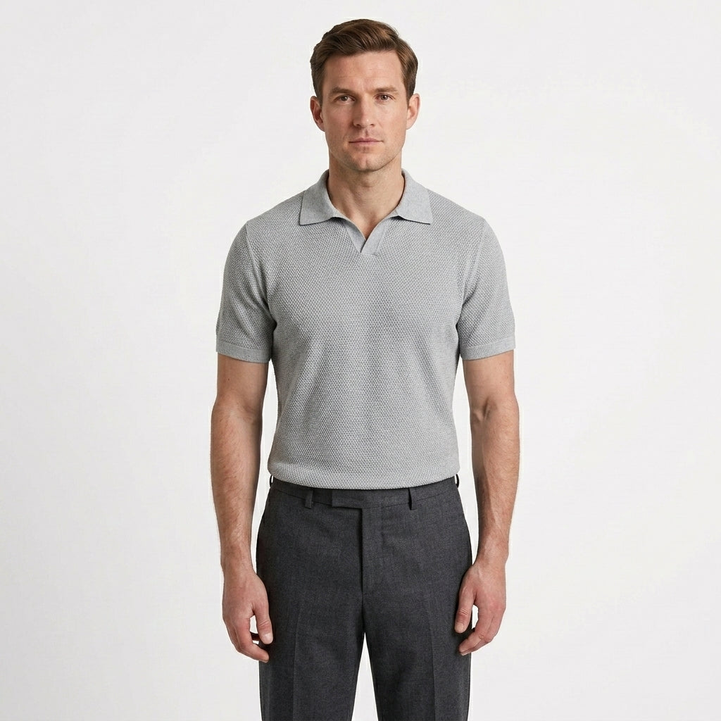 Tailored Cotton Knit Polo Shirt For Men