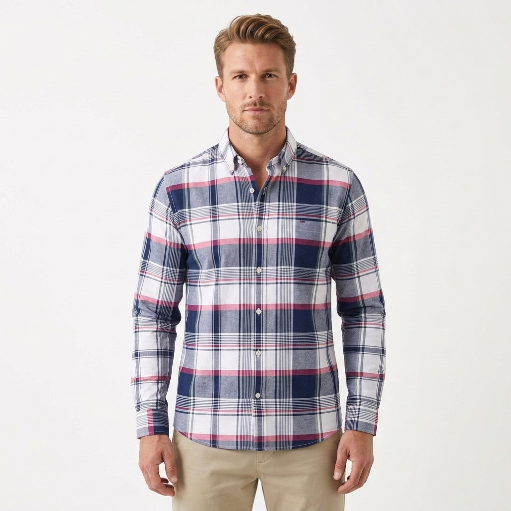 Chic Cotton Button-Up Shirt For Men