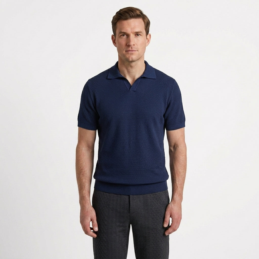 Tailored Cotton Knit Polo Shirt For Men