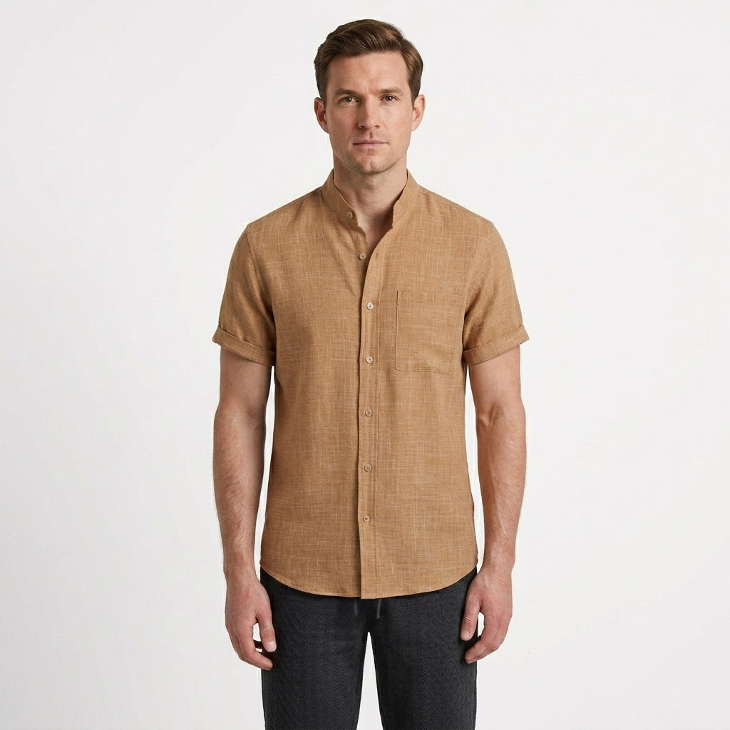 Minimalist Mandarin Collar Summer Shirt For Men