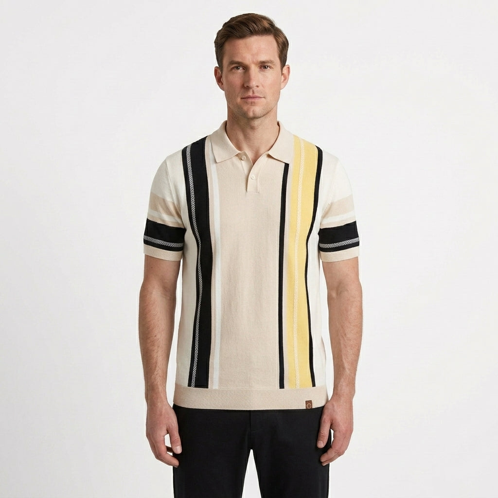 Relaxed Knit Patch Polo Shirt For Men