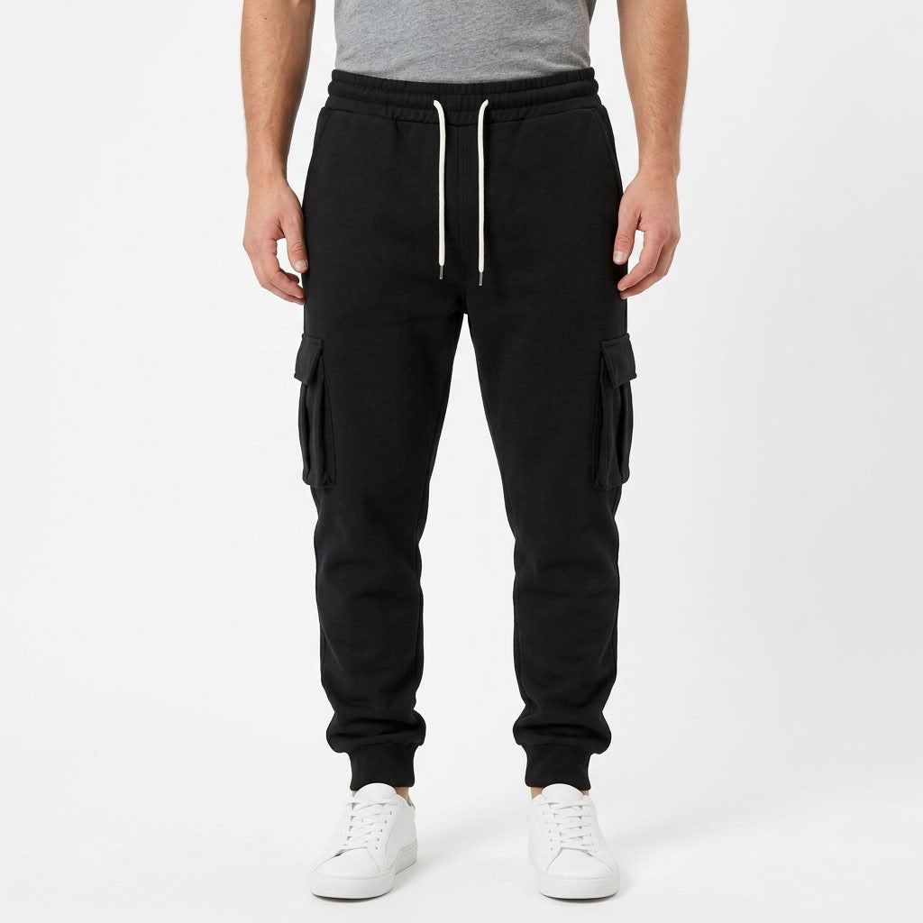 Fleece Lined Drawstring Cargo Pants For Men