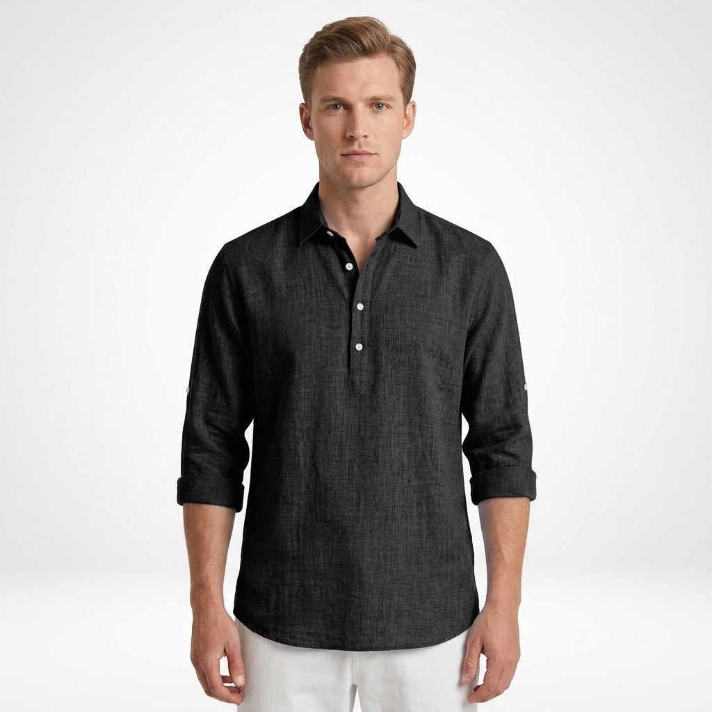 Classic Cotton Button-Up Shirt For Men