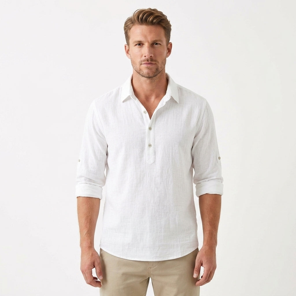 Premium Linen Button-Up Shirt For Men