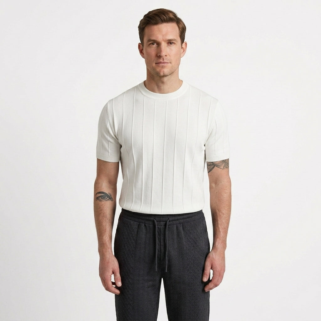Textured Ribbed Casual T-Shirt For Men