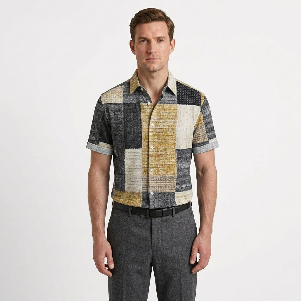 Tailored Patchwork Casual Shirt For Men