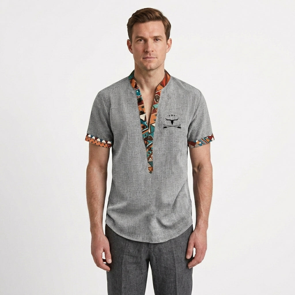 Tailored Retro Patterned Shirt For Men