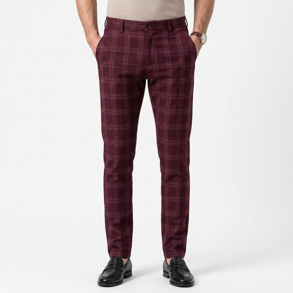 Tailored Plaid Dress Pants For Men