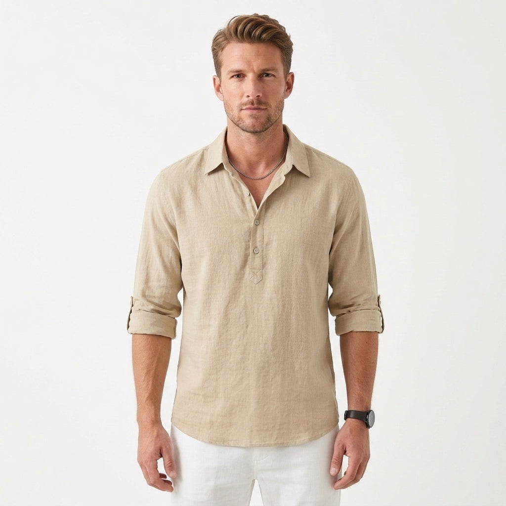 Premium Linen Button-Up Shirt For Men