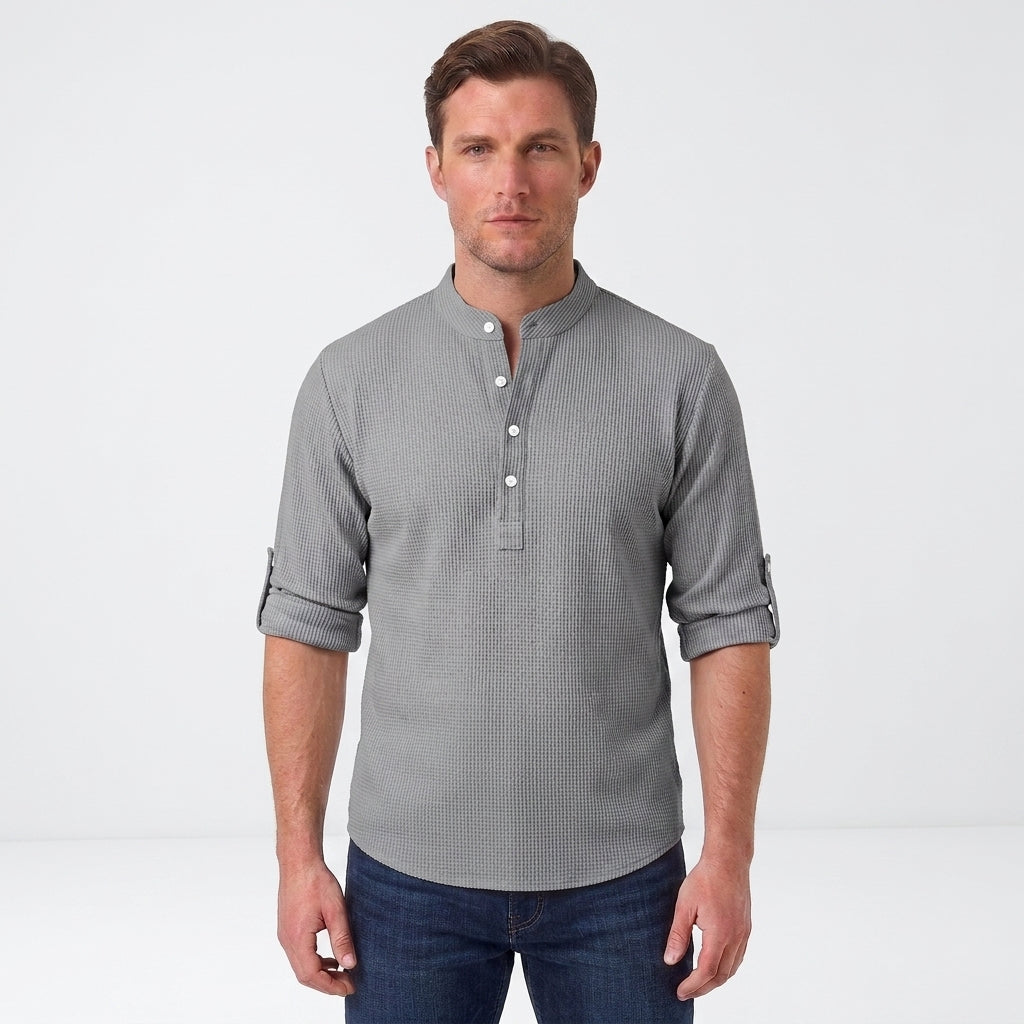 Long Sleeve Henley Shirt For Men