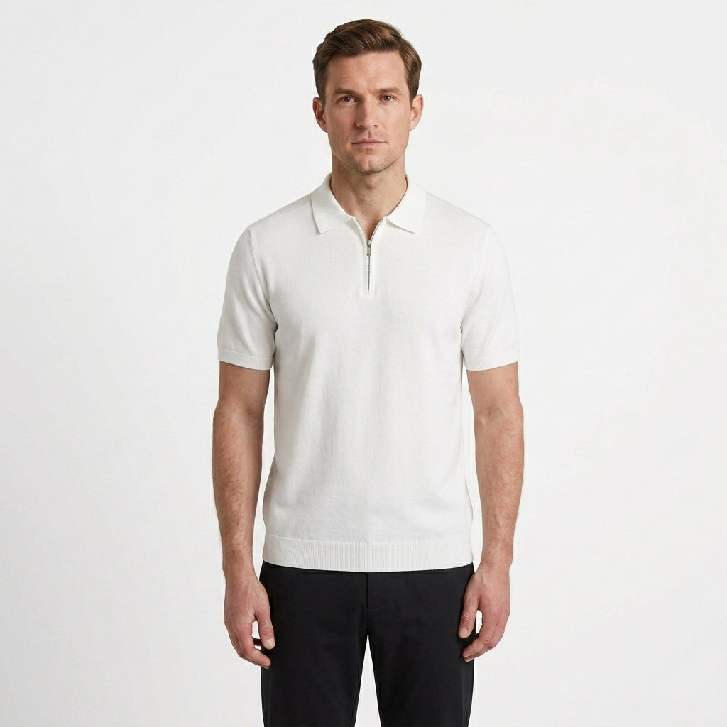 Ventilated Half Zip Polo Shirt For Men